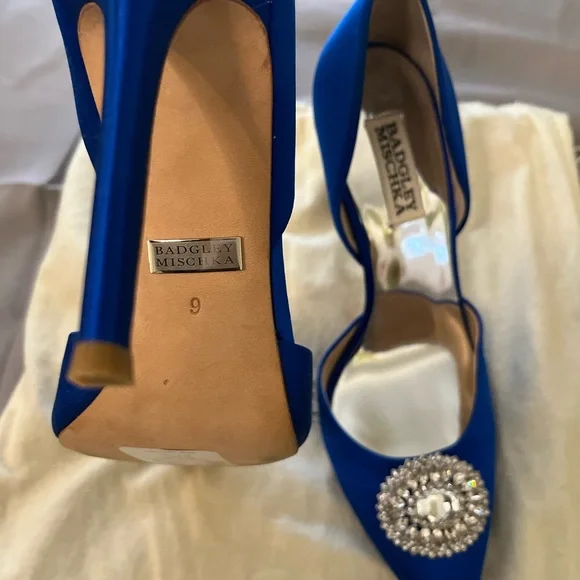Badgley Mischka Blue Crystal Embellished Heels - Picture 4 of 8